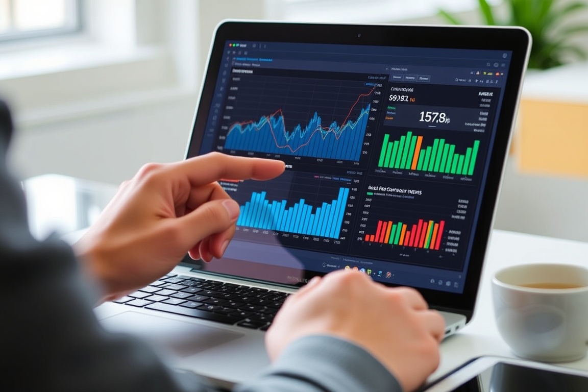 A person analyzing data on a laptop.